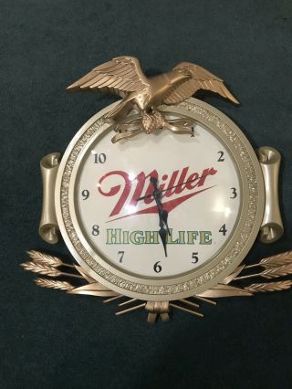 Vintage Miller High Life Beer Eagle Wall Clock Battery Operated -