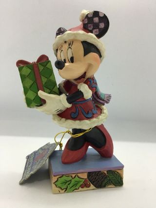 Disney Showcase Minnie Mouse " A Holiday Gift For You " Jim Shore Enesco 4 3/4 " H
