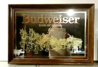 Vintage Budweiser Clydesdale Mirrored Picture 20 1/2 " X 14 1/2 " (1988)