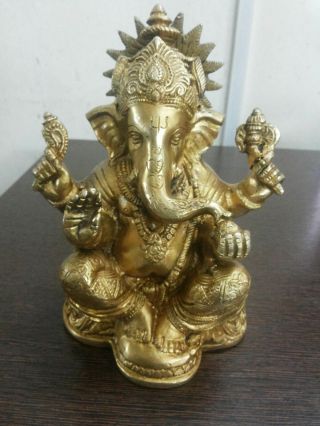 Brass Ganesha Metal Statue Hindu God And Goddess For Wealth 5 Inches