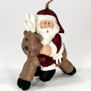 Midwest Of Cannon Falls Santa Riding Reindeer 4 " Ornament Figurine Eddie Walker
