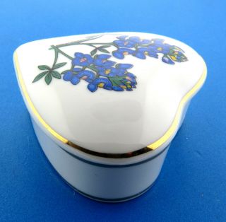 Lupins Blue Bonnet Texas Heart Porcelain Trinket Box Kathryn Designs 2004 3