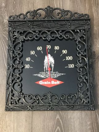 Vintage Grain Belt Beer Thermometer Reverse Painted Glass