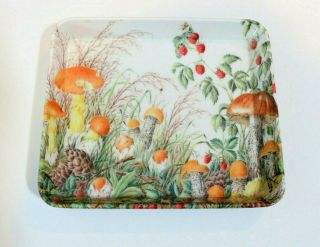 Vintage Mebel Italy Plastic Mushrooms Strawberry Trinket Tray Jewelry Catch All