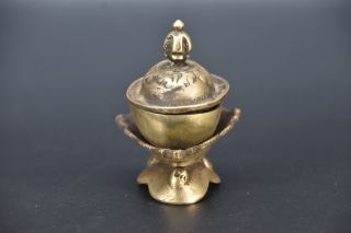 Kapala Cup Ritual Offering Copper Brass Handmade Tibetan Buddhist Old Bowl Metal