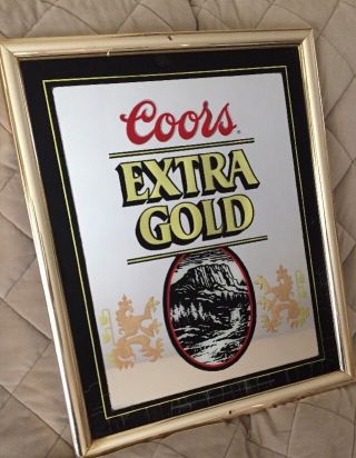 Vintage Coors Extra Gold Beer Mirrored Sign 21 " X 17 "