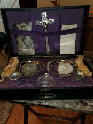 Vintage Last Rites Sick Call Cabinet For Holy Communion Catholic Christian