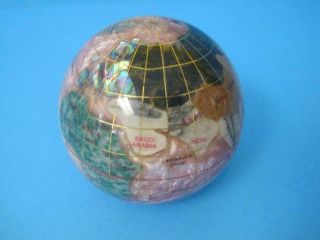 Awesome Multi - Gemstone World Globe Paper Weight Executive Desk Ornament Pink 3 "