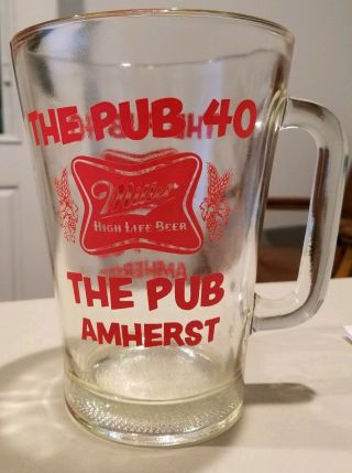 Miller High Life Beer The Pub Amherst 40 Drink Glass Pitcher