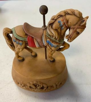 Musical Carousel Horse - Music Box Plays The Carousel Waltz Pre Owned