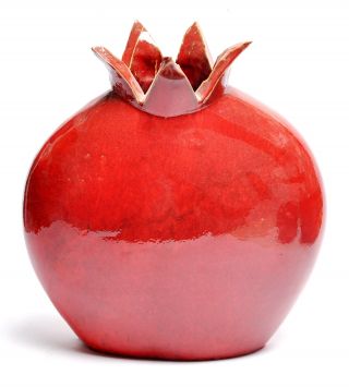 Large Size Of Red Pomegranate Hands Made Art Ceramic