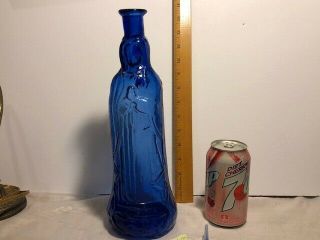 Holy Water Mexican Bottle Cobalt Blue Glass - - Our Lady of the Guadalupe 2