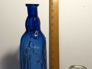 Holy Water Mexican Bottle Cobalt Blue Glass - - Our Lady of the Guadalupe 3