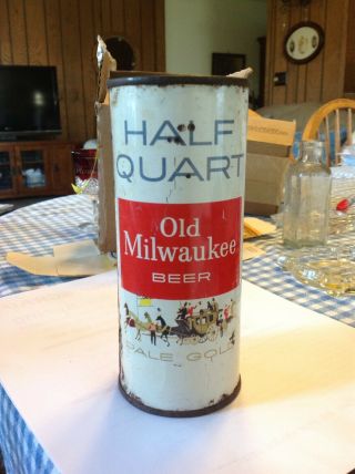 16 Oz Old Milwaukee Flat Top Beer Can Jos Schlitz 1960 Rare Wis Wisconsin Wi