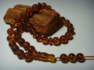 Natural Baltic Amber Pressed Islamic 33 Prayer Beads Tasbih Misbaha 29,  14gr.  B - 33