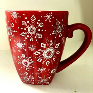 2003 Red Starbucks Snowflake Design Holiday Winter Christmas Mug