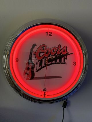 12 " Retro Neon Light Wall Clock Coors Beer Banquet Bar Game Room Lamp