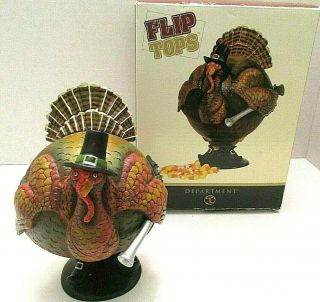 Thanksgiving Department 56 Flip Tops Turkey Covered Candy Dish