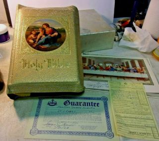 1957 Holy Bible The Marian Year Edition Unmarked Family Rosary Commemorative Nos