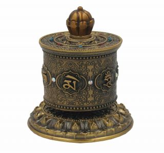 Tibetan Prayer Wheel Premium Quality Solid Brass Heavy Duty Table Top Om Mani