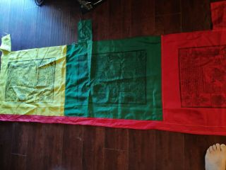 Tibetan Large Multi Color Vertical Tibetan Prayer Flags