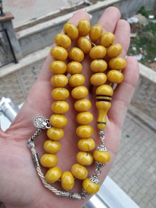Yellow German Faturan Islamic Prayer Beads Bakelite Ottman Raretesbih Rosary