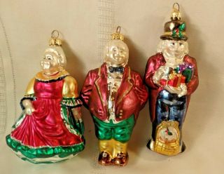 Dept 56 A Christmas Carol,  Large Mr & Mrs Feeziwig & Scrooge Christmas Ornaments