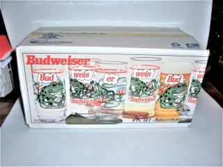 Set of 8 Budweiser Frog Glasses 1995 Anheuser Busch 3