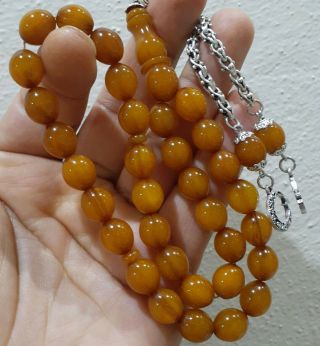 Orange Tasbeh Faturan Rosary Islamic Prayer Bead Bakelite Amber Masbaha Handmade