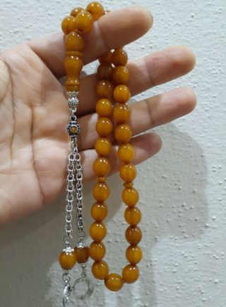 orange Tasbeh Faturan rosary islamic Prayer Bead Bakelite Amber Masbaha handmade 2