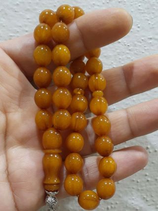 orange Tasbeh Faturan rosary islamic Prayer Bead Bakelite Amber Masbaha handmade 3
