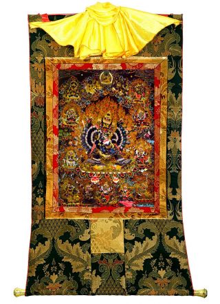 50 Inch Tibet Buddhist Thangka Painting Wrathful Protector Deity Yamantaka - 02