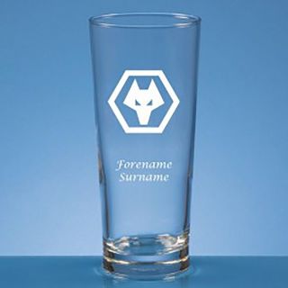 Wolverhampton Wanderers F.  C - Personalised Straight Sided Beer Glass (crest)