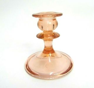 Antique Pink Glass 4 " Tall Candlestick Candle Holder Shabby Chic Vintage