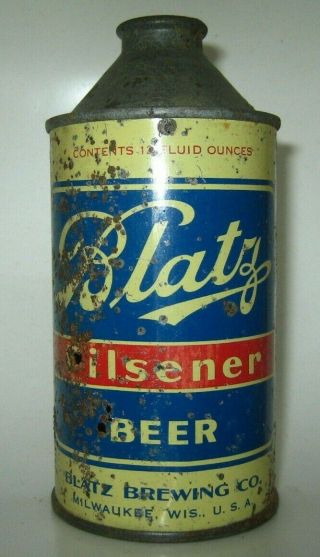 Old Blatz Pilsener Cone Top Beer Can Milwaukee,  Wisconsin