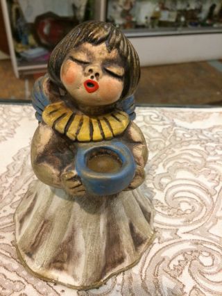 Vintage Bozner Engel Thun Ceramic angel candle holder Italy 6” Tall 2