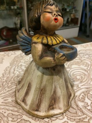 Vintage Bozner Engel Thun Ceramic angel candle holder Italy 6” Tall 3