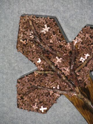 Handmade Wood Christian Wall Cross,  penny tree,  one of a kind 9 