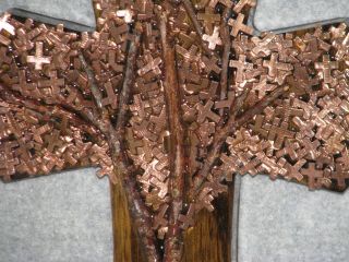 Handmade Wood Christian Wall Cross,  penny tree,  one of a kind 9 