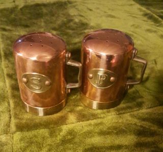 Vintage Copper And Brass Salt & Pepper Shakers Set Old Dutch International