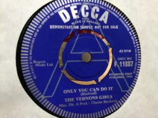 The Vernons Girls - Only You Can Do It/stupid Little Girl Decca Promo F11887
