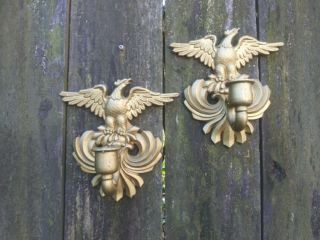 Vintage Sexton Cast Metal Eagle Wall Sconce Candle Holders