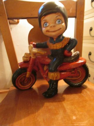 Vintage ATLANTIC MOLD COMPANY Ceramic Boy MAC Riding Motorcycle 2