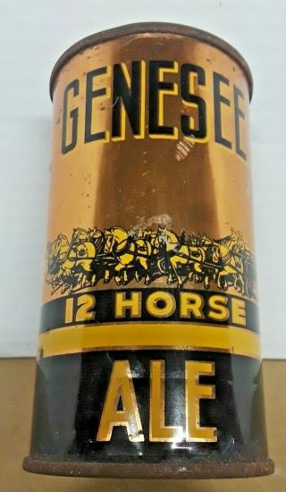 Genesee 12 Horse Ale OI flat top beer can Rochester,  York Copper OI IRTP 2