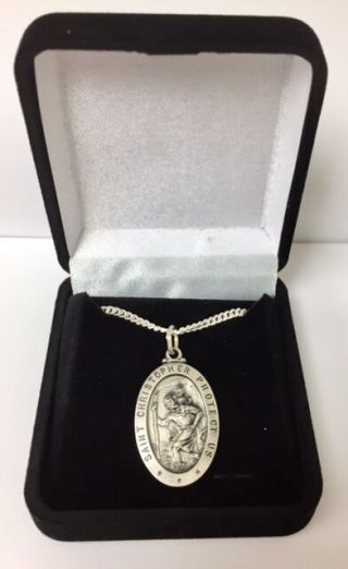 Personalized St.  Christopher Medal Stamped Sterling Silver Engraved