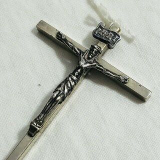 Vintage Afco Sterling Silver Crucifix Cross Pendant Signed Etched
