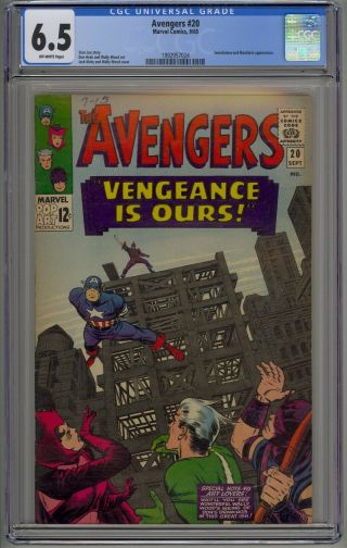 The Avengers 20 Cgc 6.  5 Ow Pages 1965 Swordsman And Mandarin Appearance