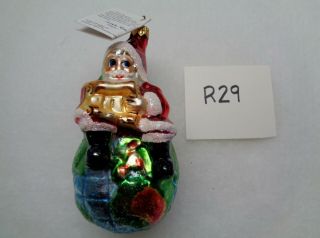 Christopher Radko Christmas Glass Ornament 1995 Santa On Top Of World R29