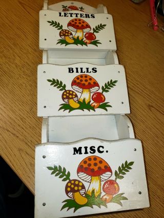 Vintage 1970s Sears Merry Mushroom 3 Slot Letter Mail Holder