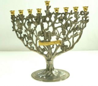 Godinger Art Silver Co Ltd Judaical Menorah Tree Of Life Chanukah Candle Holder